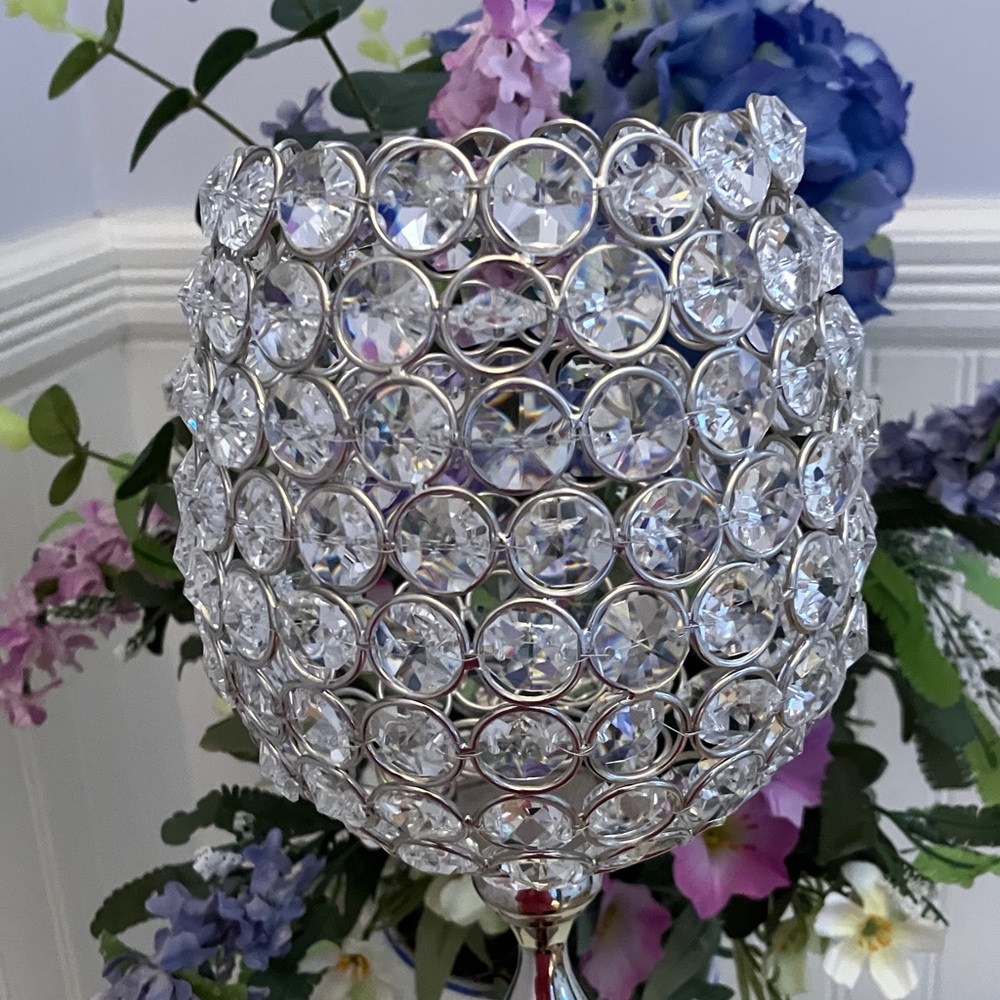Nanette Lepore Silver Acrylic Crystal Candle/Voltive Holder/Centerpiece
